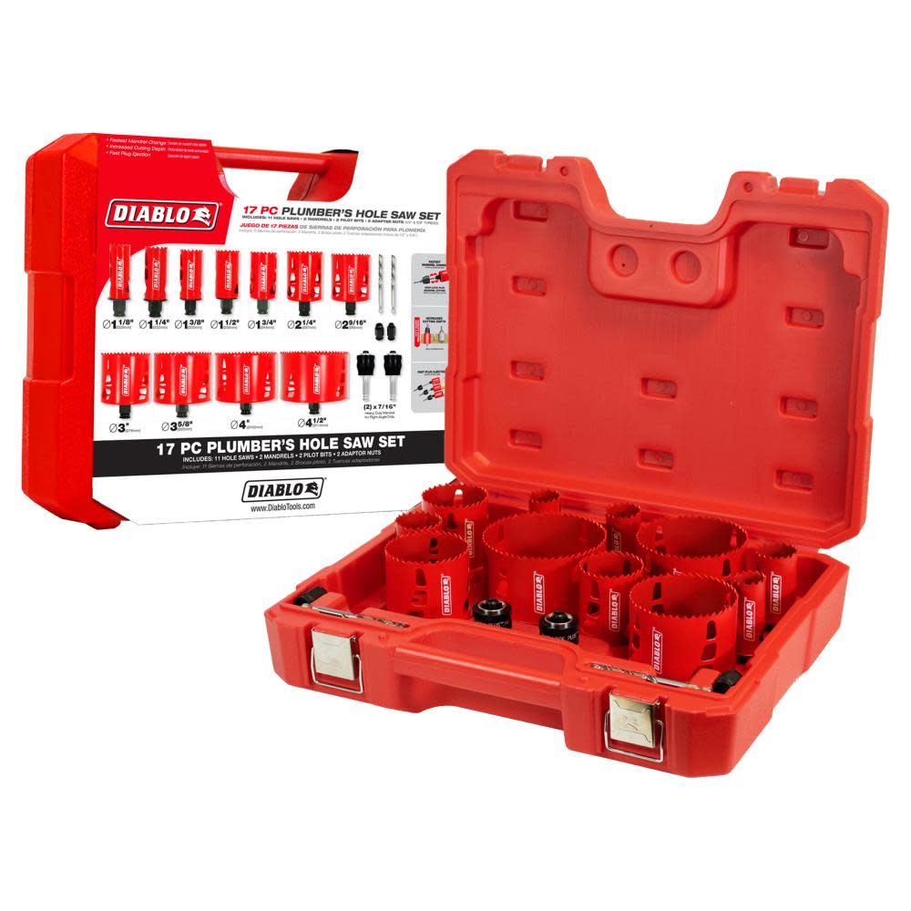 Diablo Tools 17 pc Plumber's BiMetal Hole Saw Set DHS17SPL Acme Tools