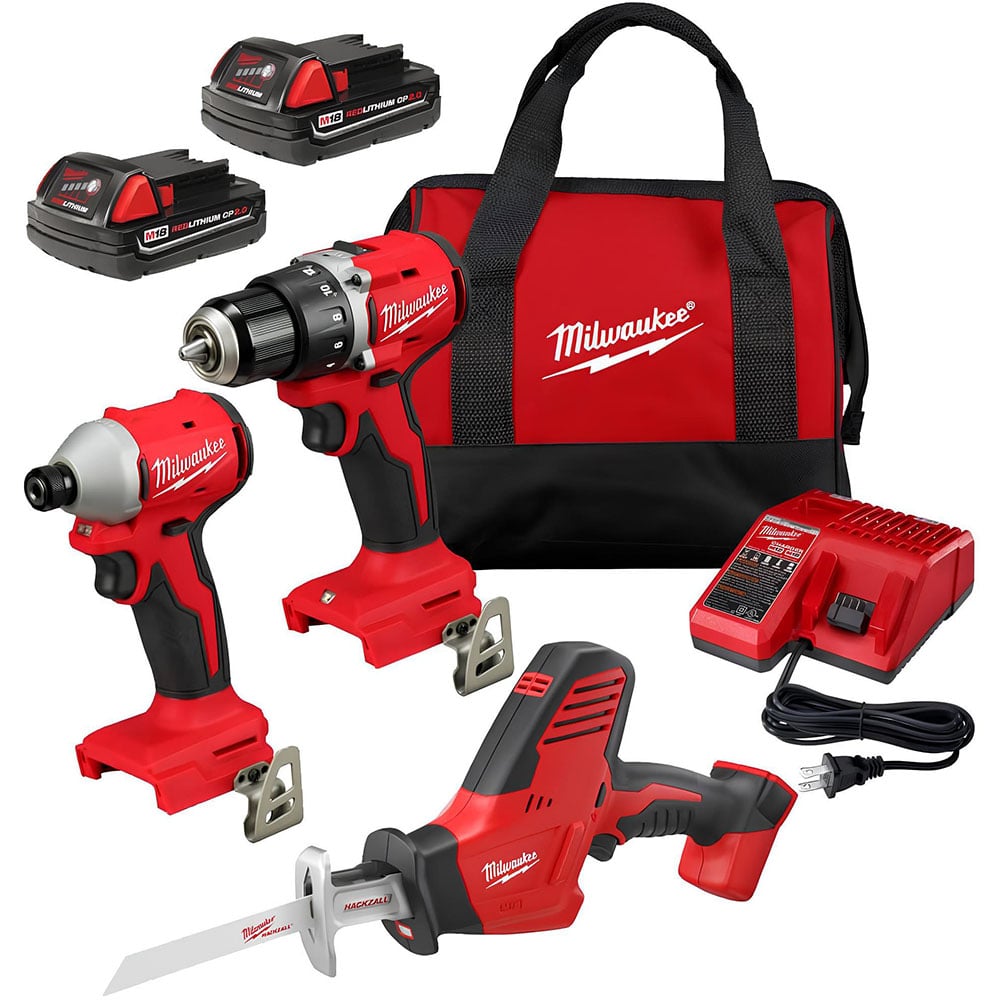 View Milwaukee M18 3 Tool Cordless Combo Kit Bundle