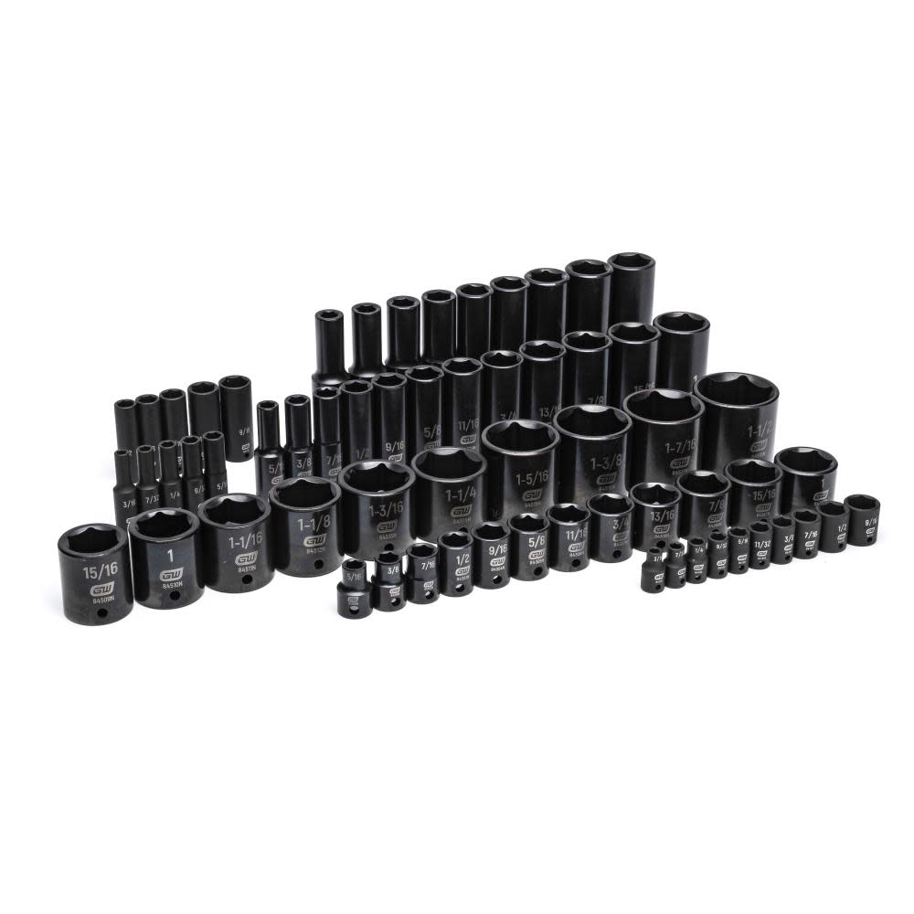 コンフォートゾーンset GEARWRENCH 1/4, 3/8, 1/2 Drive 6 Point SAE Impact Socket Set