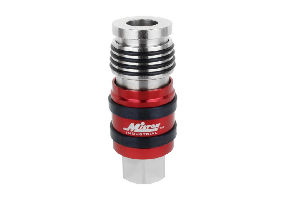 

Milton 2 In ONE Universal Safety Exhaust Coupler 1/2" FNPT x 1/2" Body Flow