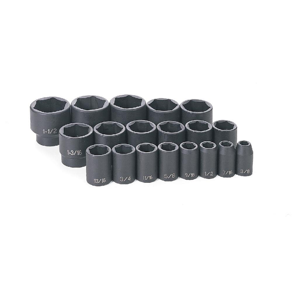 Grey Pneumatic 1/2in Drive 19 Pc. Standard Length Fractional
