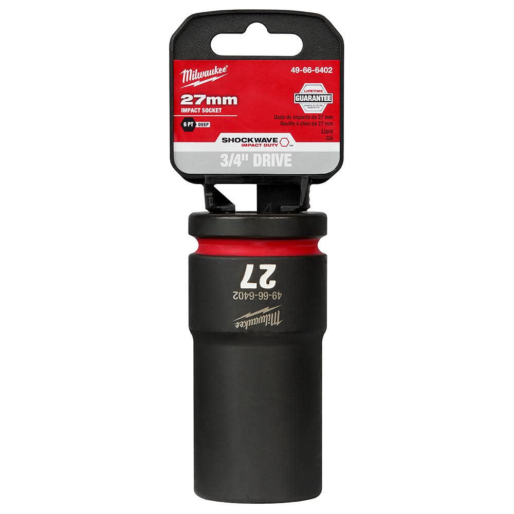 

Milwaukee SHOCKWAVE Impact Duty Socket 3/4" Drive 27MM Deep 6 Point