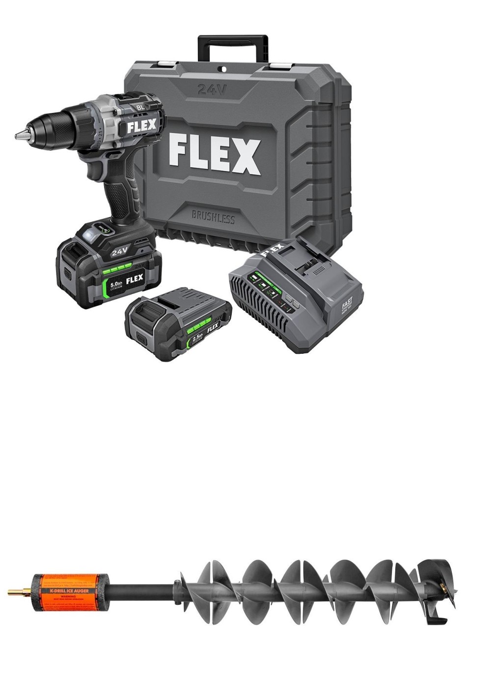 Brushless drill for shop ice auger