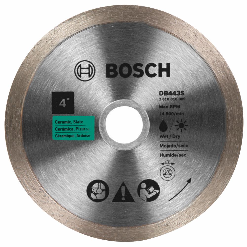 Bosch 4 Inch Standard Continuous Rim Diamond Blade for Clean Cuts on Ceramic Tile and Slate