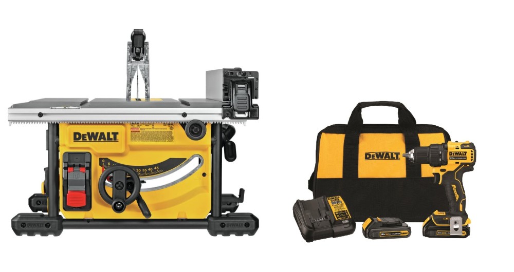 

DEWALT 8 1/4" Table Saw with 20V MAX 1/2" Drill Driver Kit Bundle