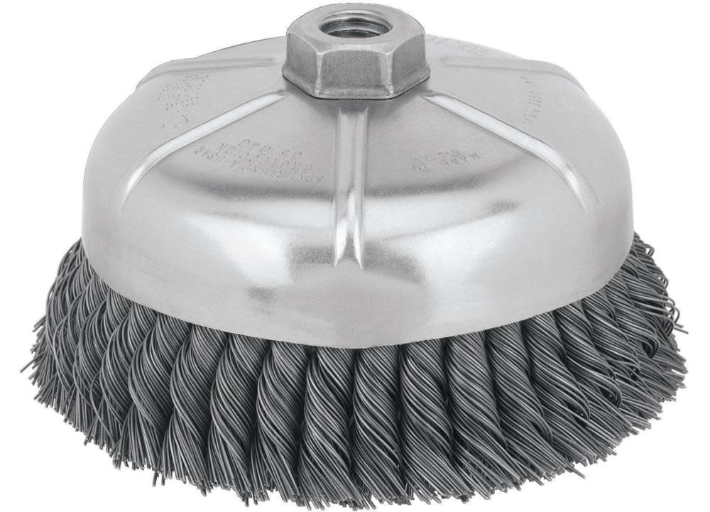 

DEWALT 6" x 5/8"-11 HP .020 Carbon Knot Wire Cup Brush