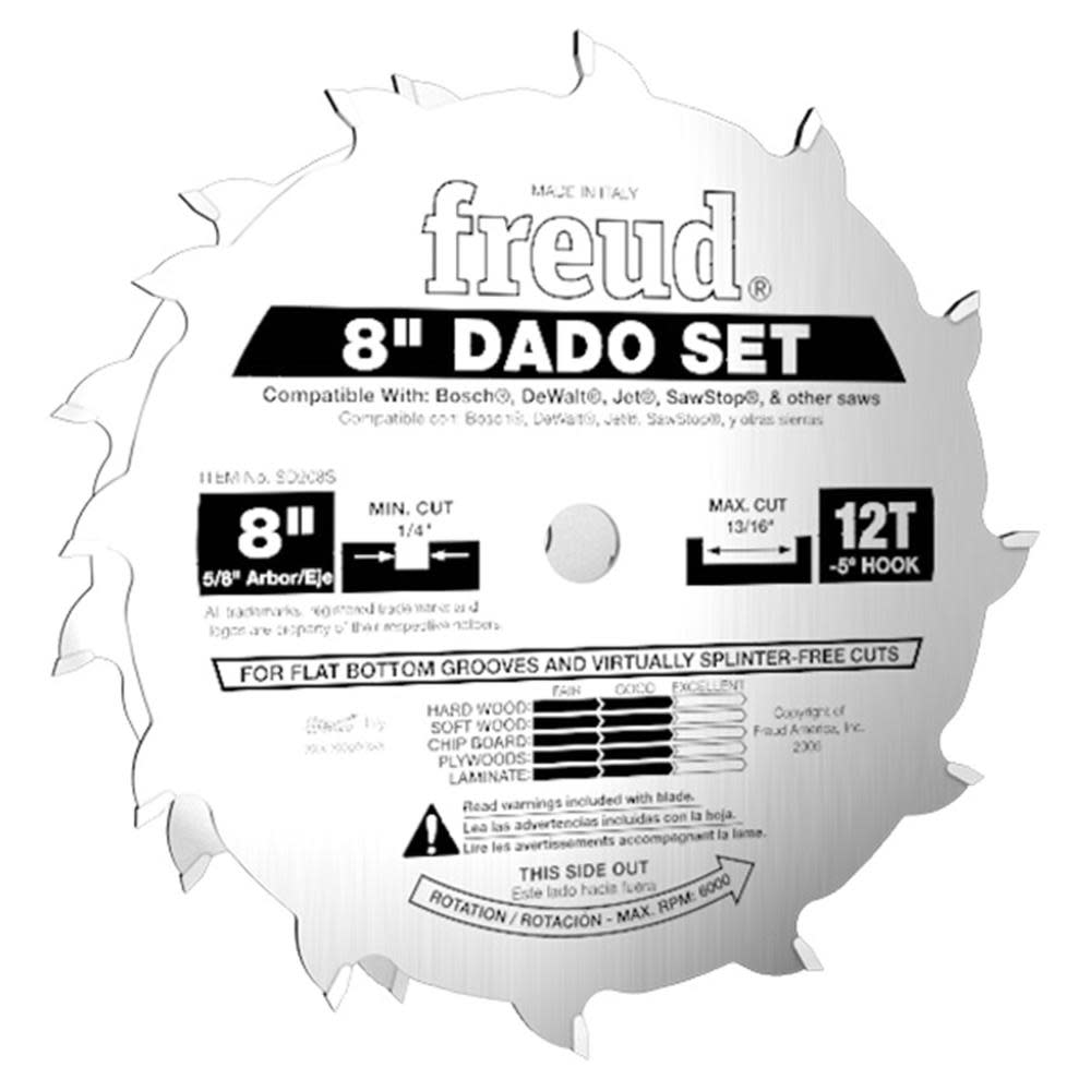 

Freud 8 In. x 12T Pro Dado Set