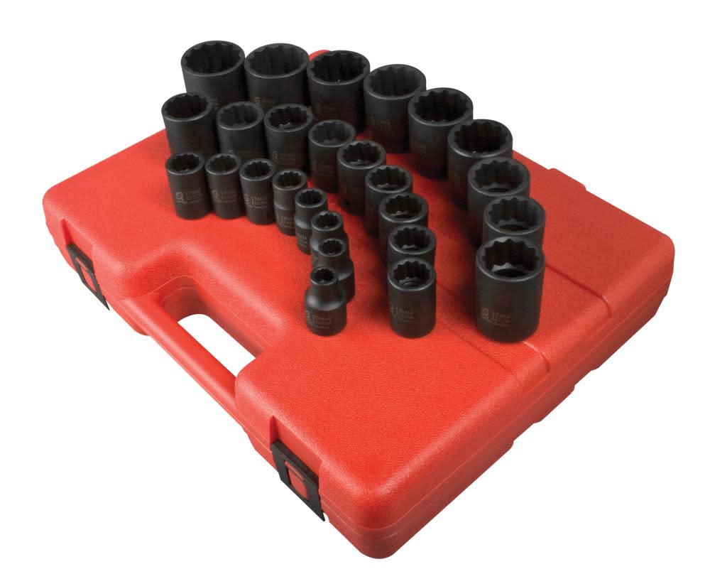 

Sunex 1/2 In. Drive 12 Pt Metric Impact Socket Set 26 pc.