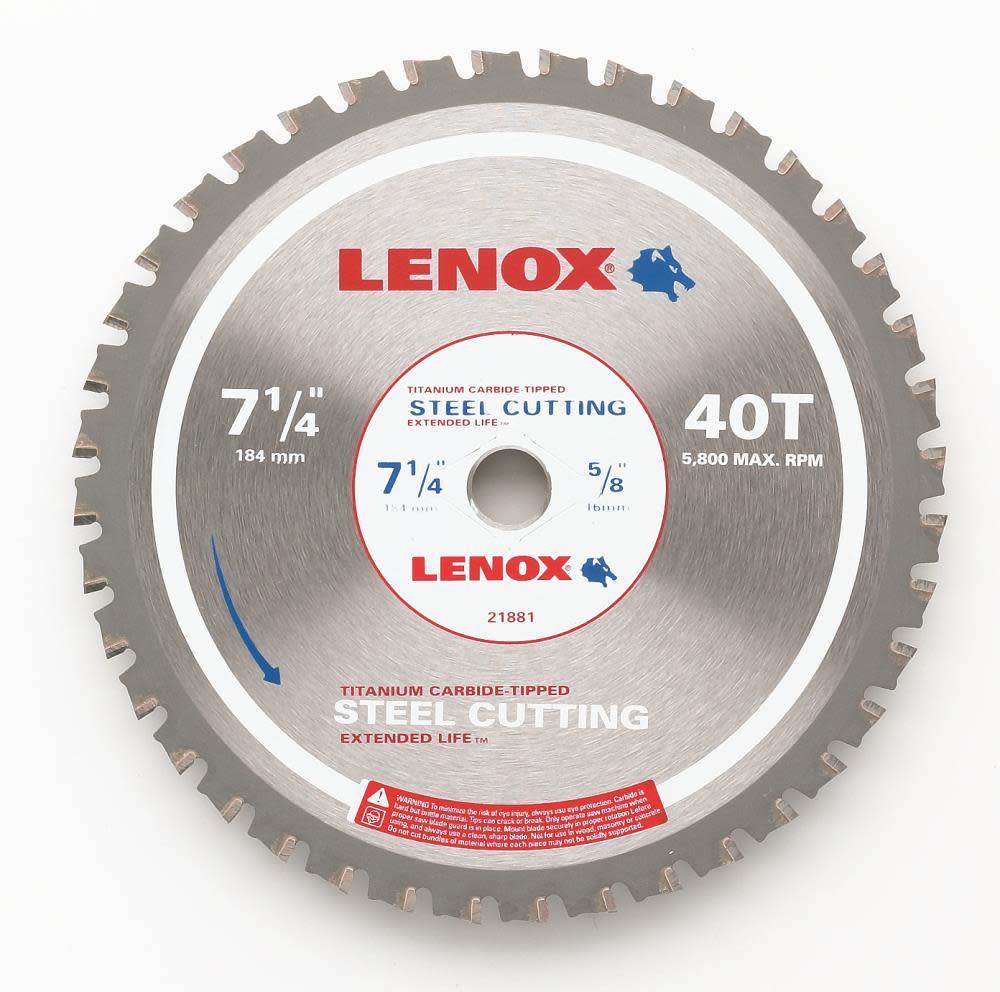 

Lenox 7-1/4 In. 40 TPI Carbide F/Ferrous Saw Blade