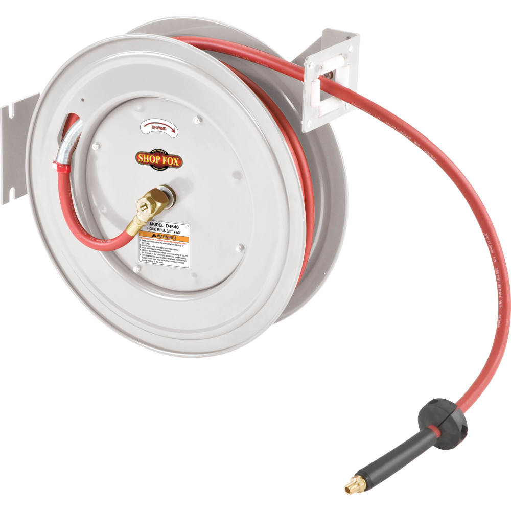 Shop Fox 3/8 Inch x 50 Ft. Retractable Air Hose Reel D4646 - Acme Tools