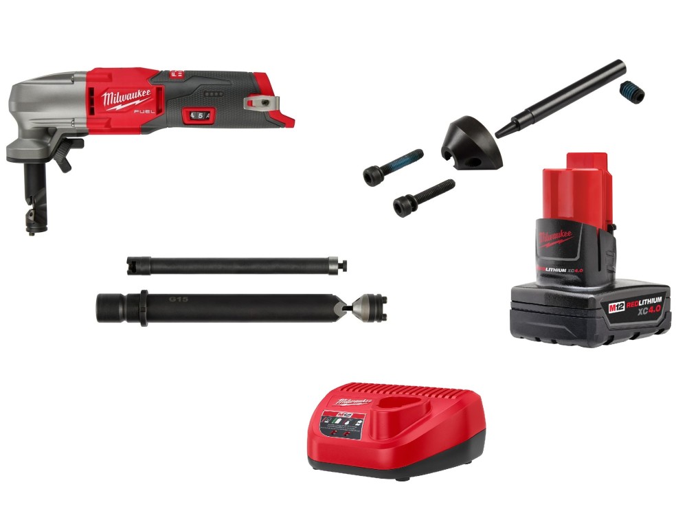 Milwaukee M12 FUEL Nibbler 16 Gauge Kit with Die & Die Holder Extension & Punch Bundle