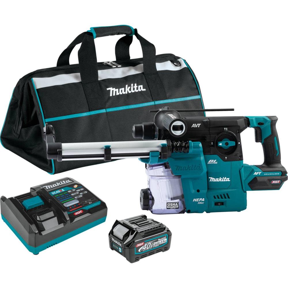View Makita 40V max XGT 1-3/16in AVT Rotary Hammer Kit with Dust Extractor