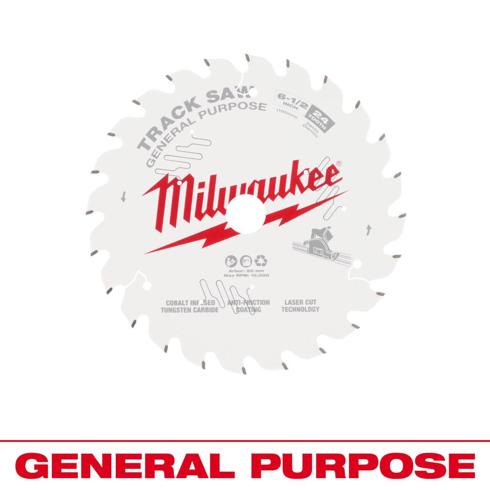 Milwaukee® 6-1/2" 24T General Purpose Track Saw Blade 48-40-0624 from MILWAUKEE - Acme Tools