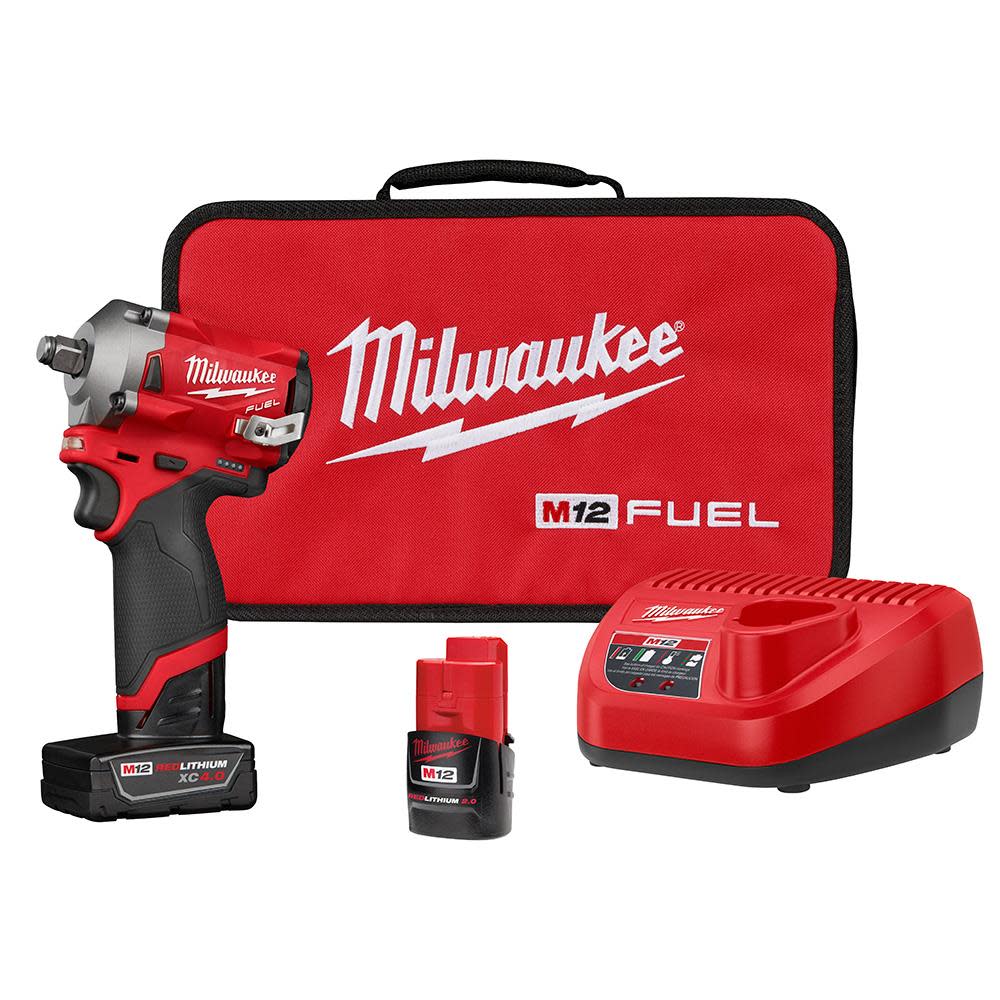 Milwaukee 2555-22 M12 FUEL Stubby Cordless 1/2"" Drive Impact Gun Wrench Kit