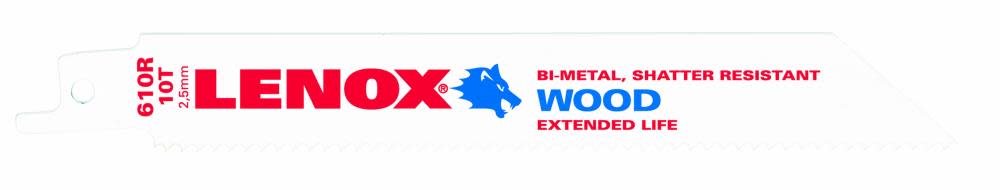 Lenox 5-Pack 6-in 10-TPI Bi-Metal Reciprocating Saw Blade