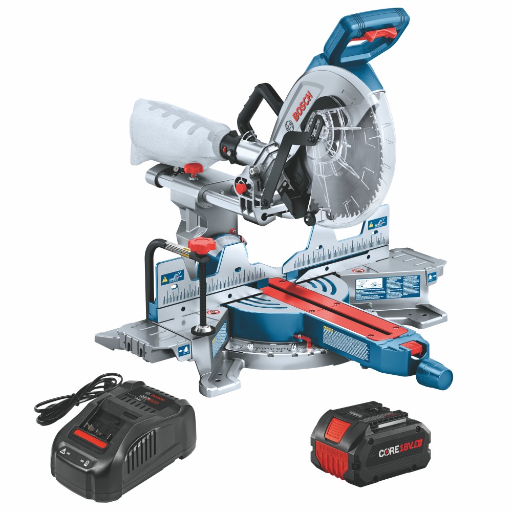 Bosch PROFACTOR 18V Surgeon 10in Dual Bevel Slide Miter Saw Kit GCM18V ...