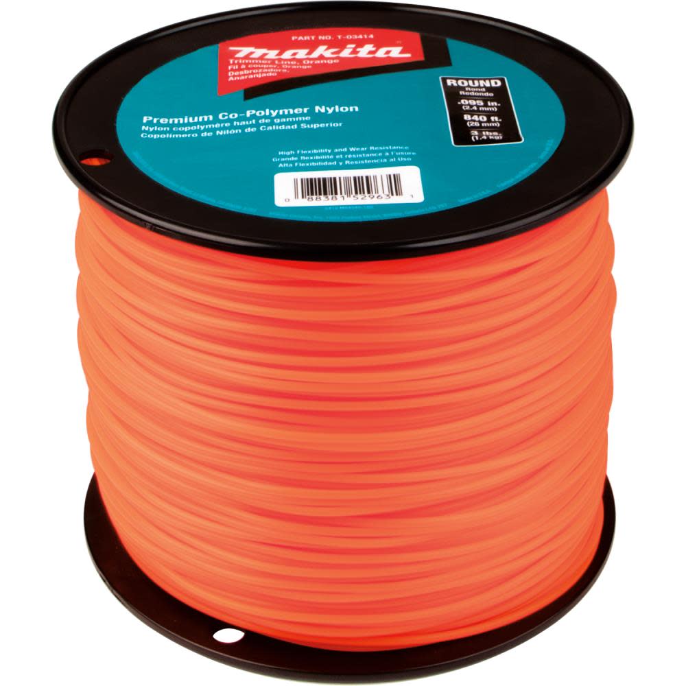 

Makita Round Trimmer Line 0.095 Orange 840 3 lbs.