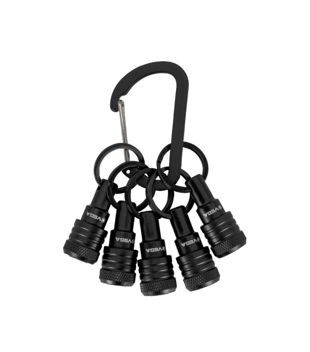 Vega Black Carabiner Keychain 5 Bit Holder Set