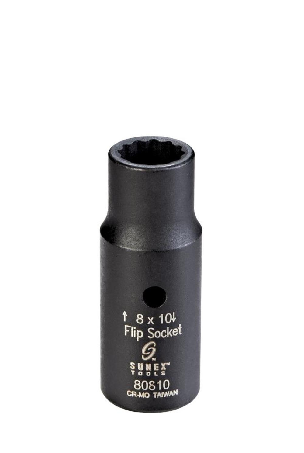 

Sunex 1/4 In. Drive 8 x 10 mm 12 pt Semi-Deep Flip Socket