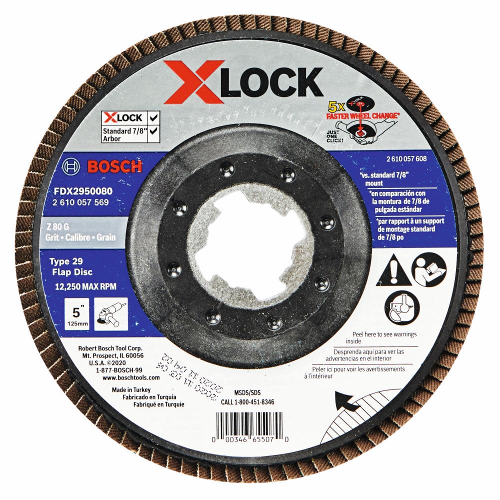 

Bosch X LOCK Arbor Type 29 80 Grit Flap Disc 5"