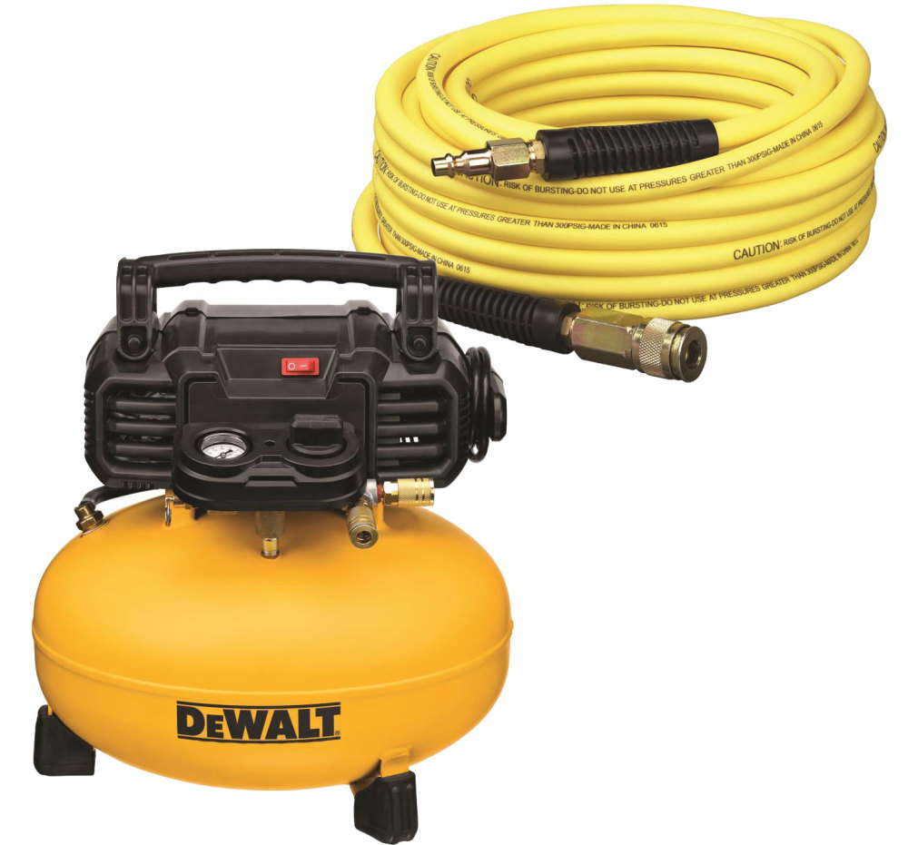 DEWALT 6 gal 165 PSI Pancake Compressor with 50ft Air Hose Bundle DWFP55126 DWFP1450D Acme Tools