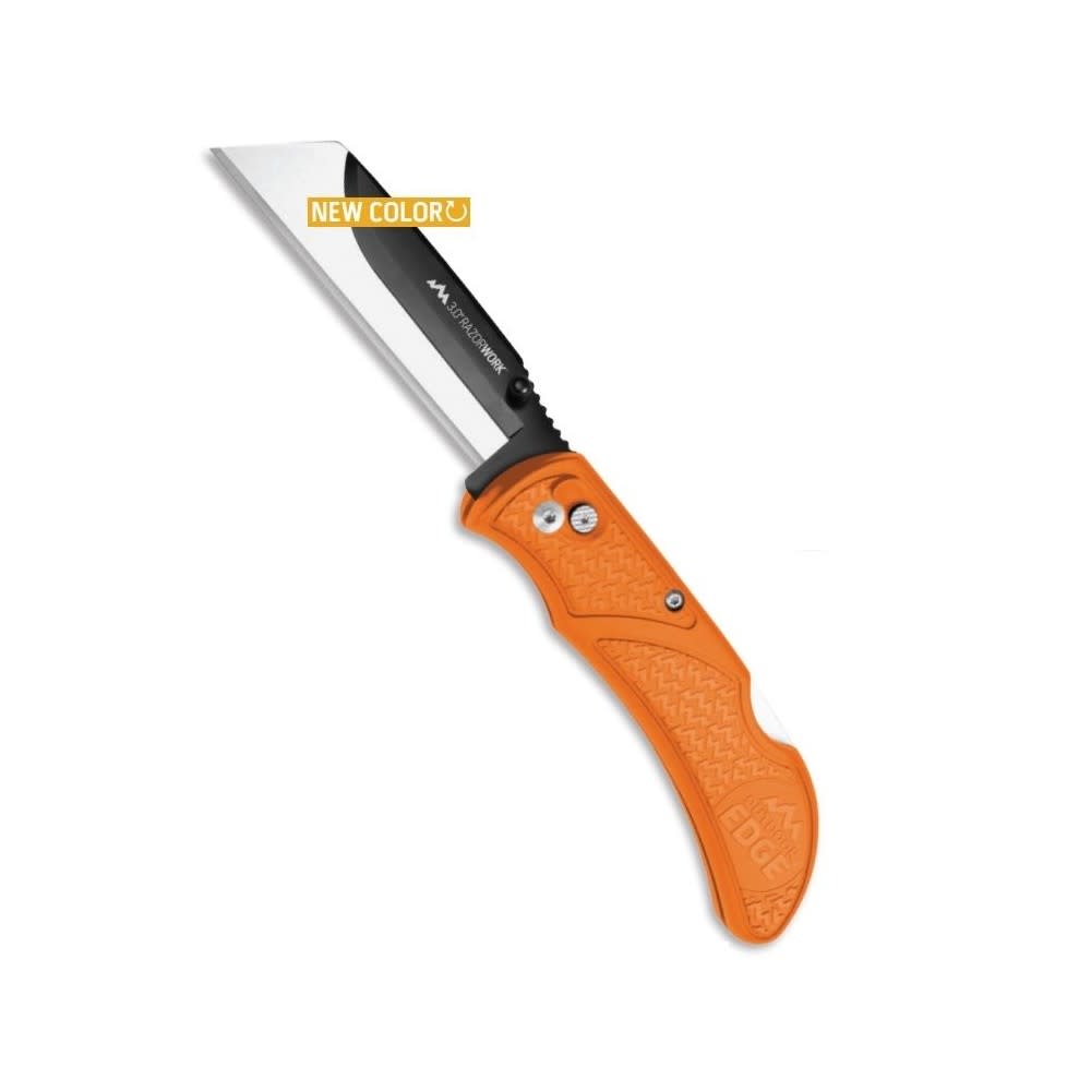 Outdoor Edge RazorWork Folding Knife Orange 3in with 3 Blades RWB3070C Acme Tools