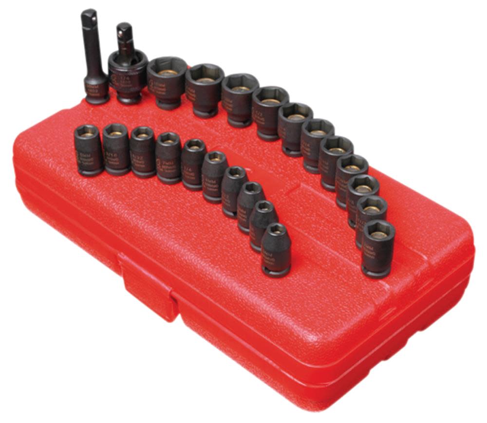 23 pc. 1/4 In. Drive SAE & Metric Master Magnetic Impact Socket Set