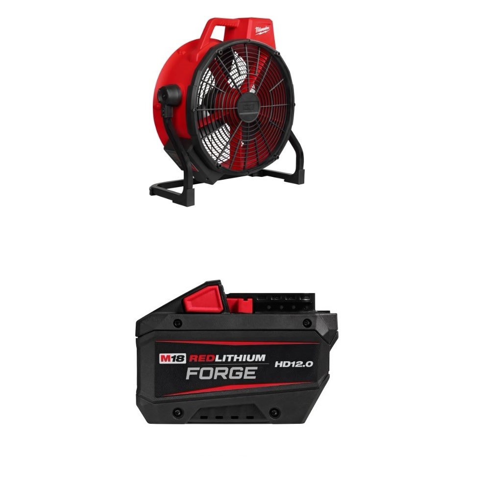 Milwaukee M18 Brushless 18 Inch 3400 CFM Fan, HD12.0 Battery Pack Bundle