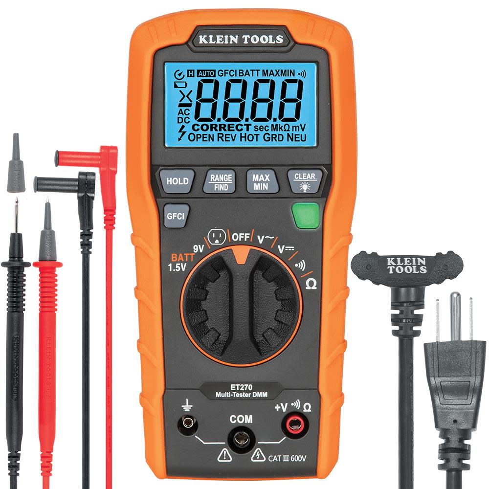 Klein Dmm Klein Tools Digital Multi-Tester DMM with Receptacle Tester ET270 ...