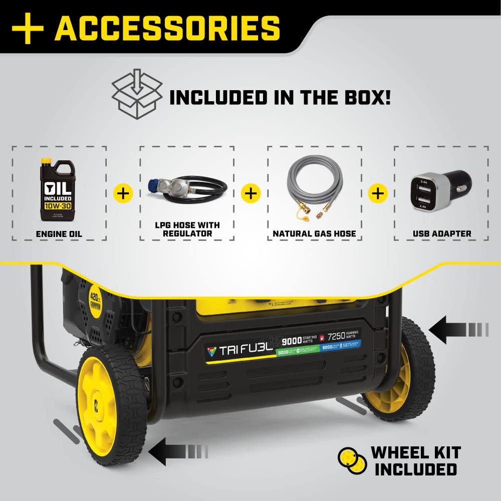 MTG STYLE AthleteⅡ 9000W Electric Start Tri Fuel Open Frame Inverter with CO