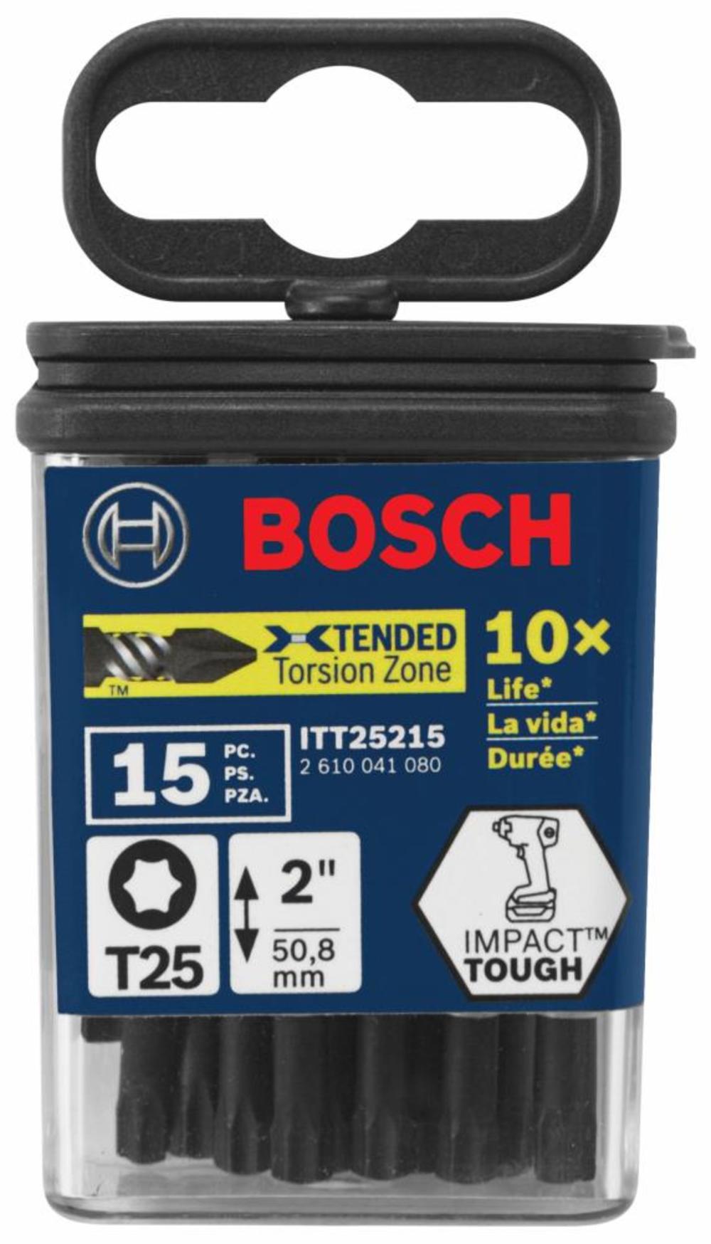 Bosch 15 Pack of Impact Tough 2 Inch Torx #25 Power Bits # ITT25215