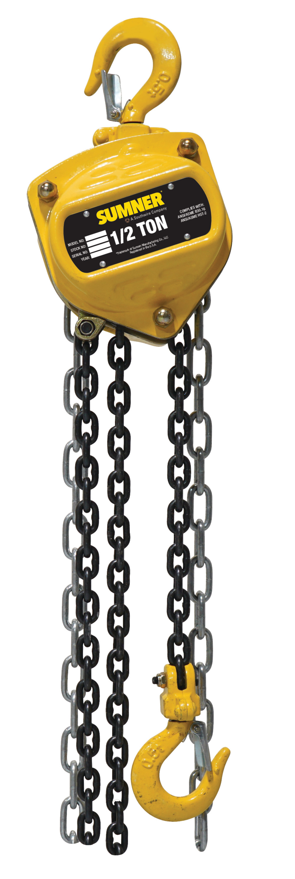 

Sumner 1/2 Ton Chain Hoist with 20 ft. Chain Fall.