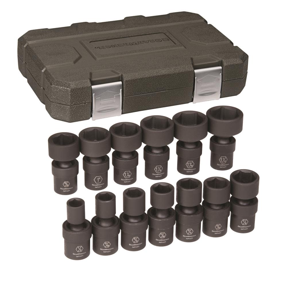 

GEARWRENCH 13 Pc 1/2" Drive 6 Point Standard Universal Impact SAE Socket Set