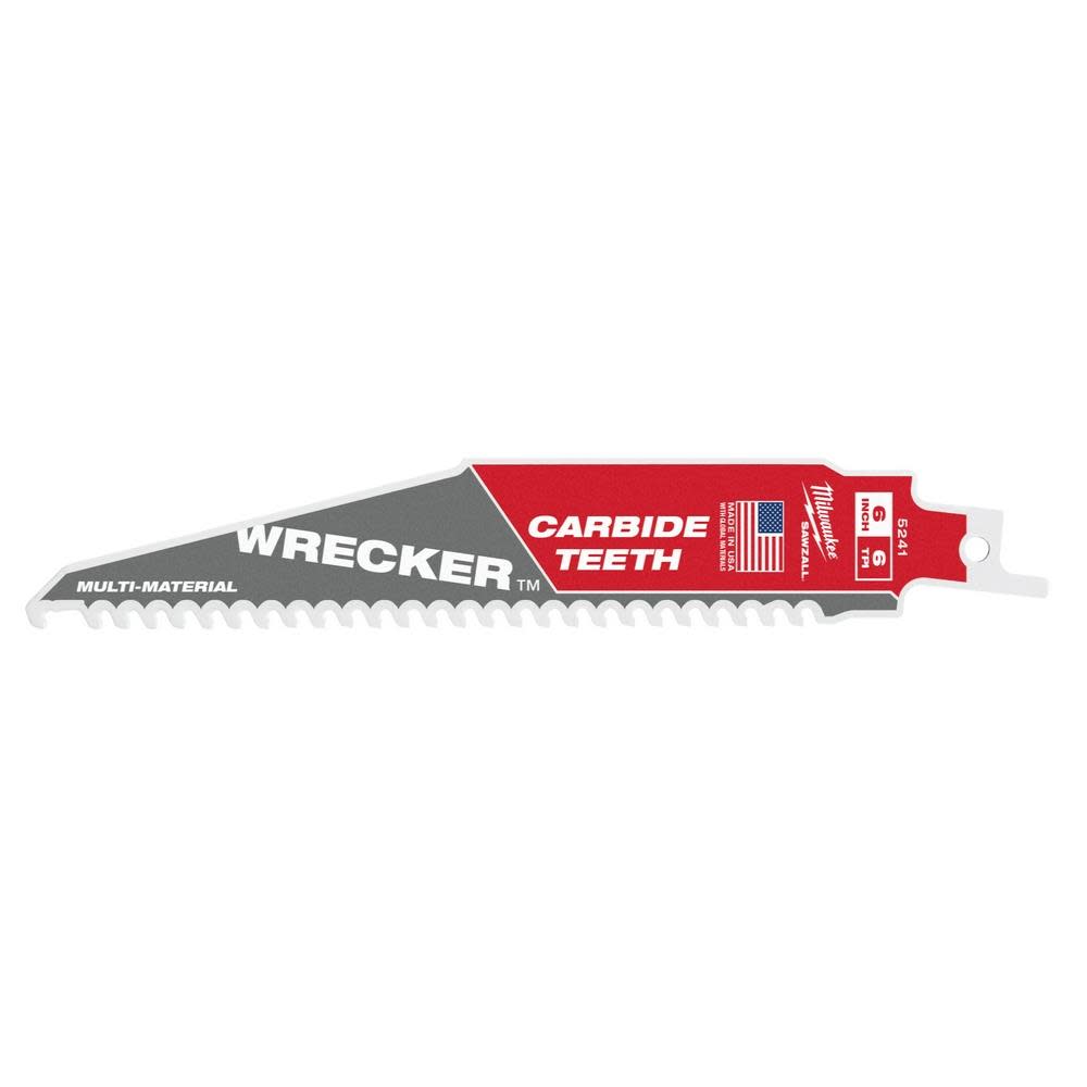 

Milwaukee 6" 6 TPI THE WRECKER with Carbide Teeth SAWZALL Blade 3PK