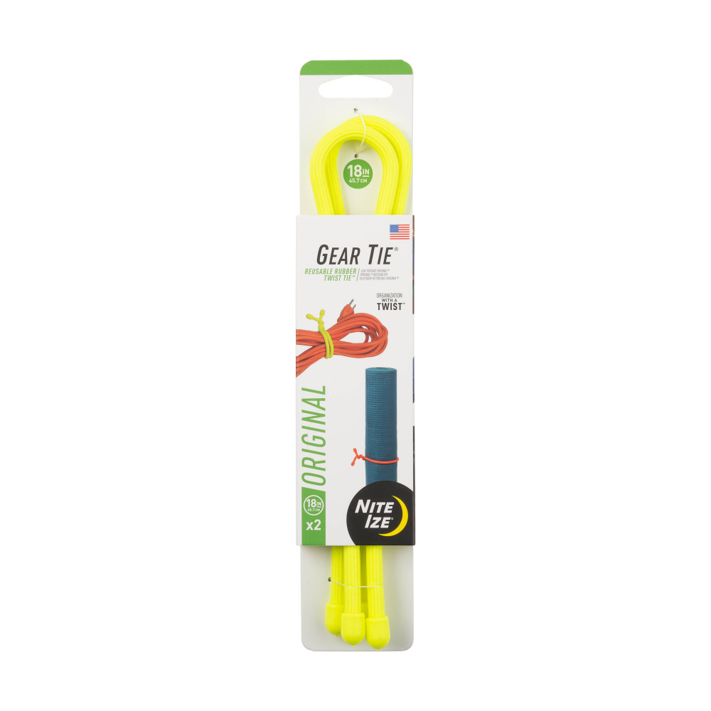 

Nite Ize Gear Tie Reusable Rubber Twist Tie 18" 2 Pk Neon Yellow