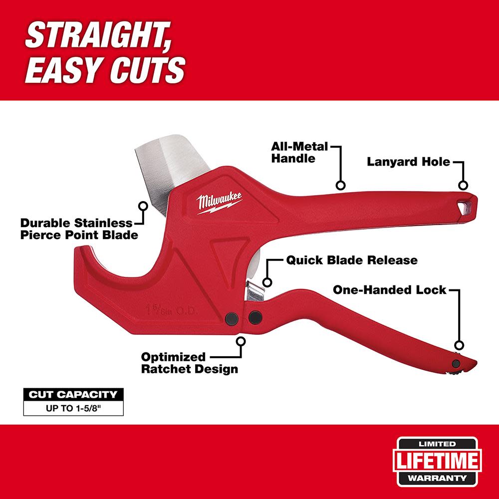 Ratcheting Pipe Cutter BRAND NEW MILWAUKEE 1-5/8 in 