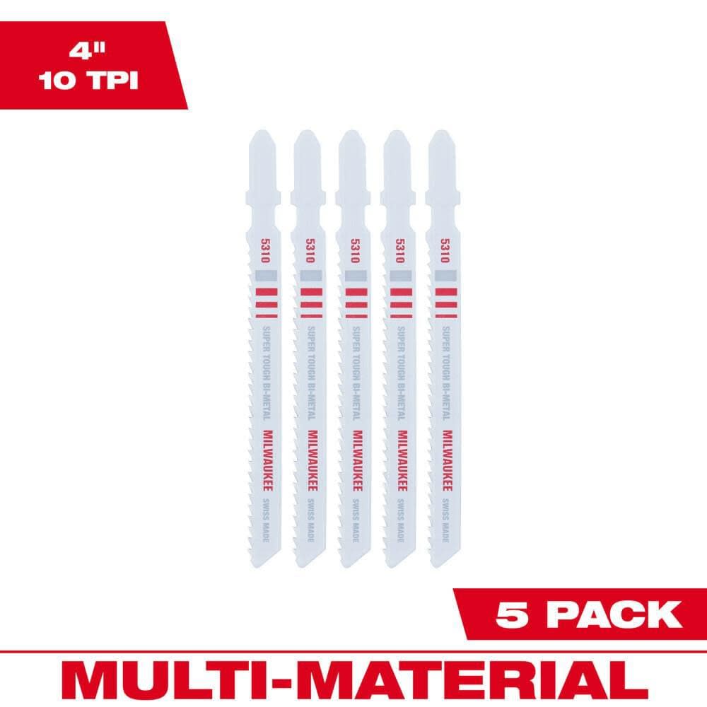 Milwaukee 4 In. 10 TPI Bi-Metal Jig Saw Blade (5pk)
