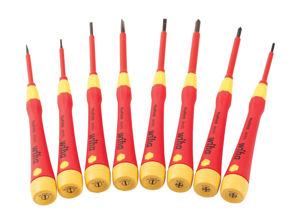 Wiha Insulated PicoFinish Slotted and Phillips Precision Screwdriver Set, 8 Piece - 32088 - By Brand  sku 32088