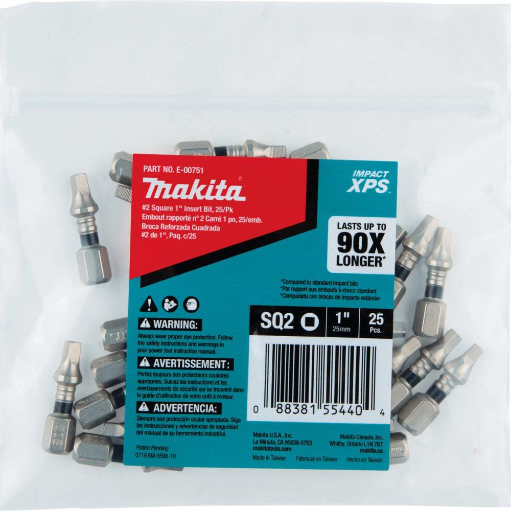 

Makita Impact XPS #2 Square 1" Insert Bit 25/pk