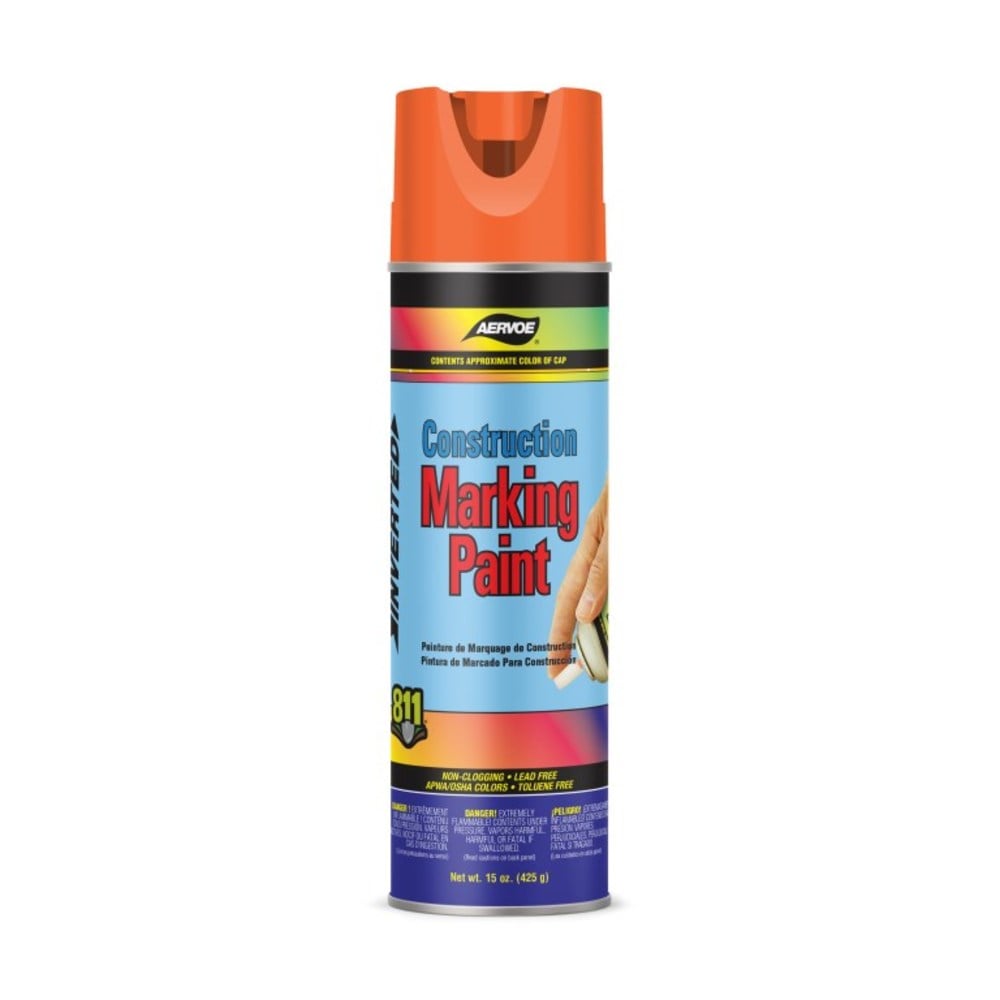 Aervoe 15 Oz Aerosol Fluorescent Red Orange Upside Down Construction Marking Paint