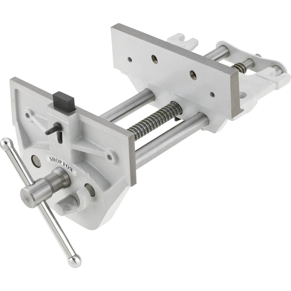 Shop Fox D2303 10-Inch Wood Vise – Cast Iron & Chrome Plated Steel, Precision Guide Bars, 9" Throat Capacity