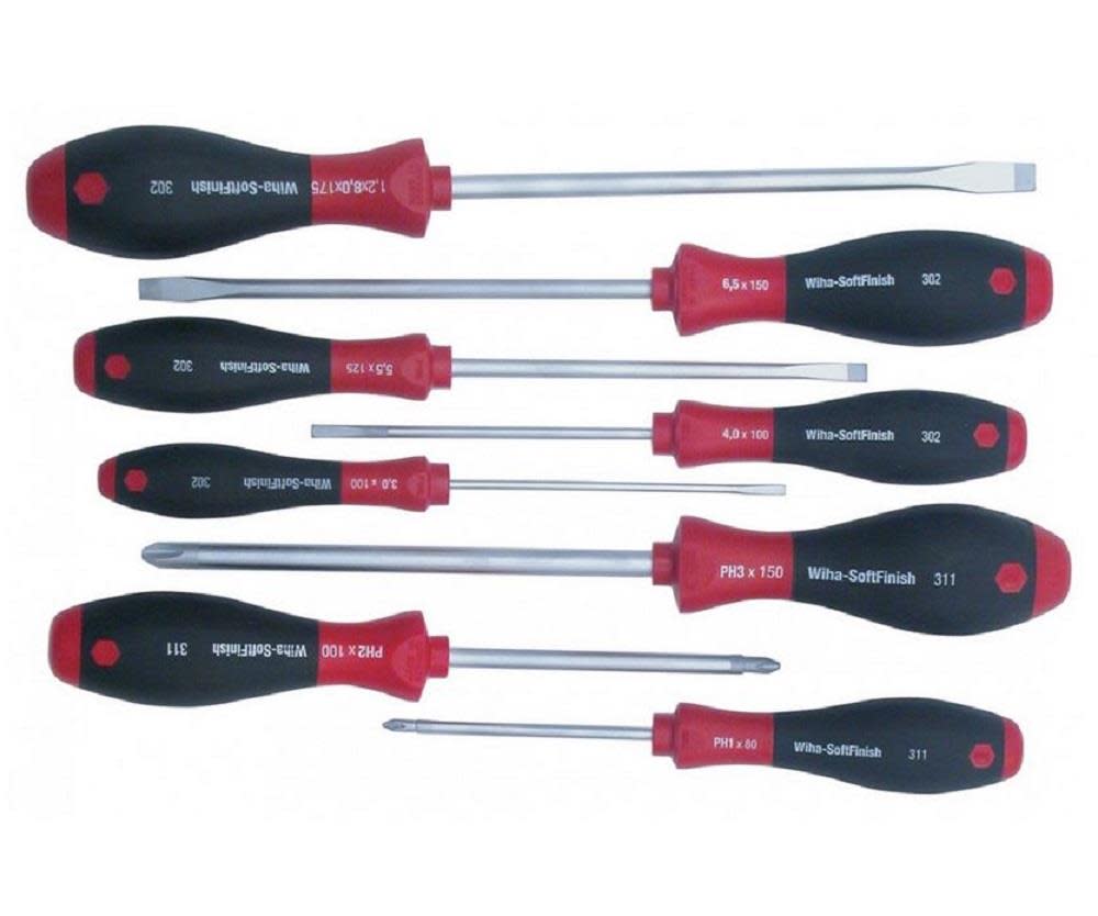 Wiha SoftFinish Slotted & Phillips Screwdriver Set 8 Piece