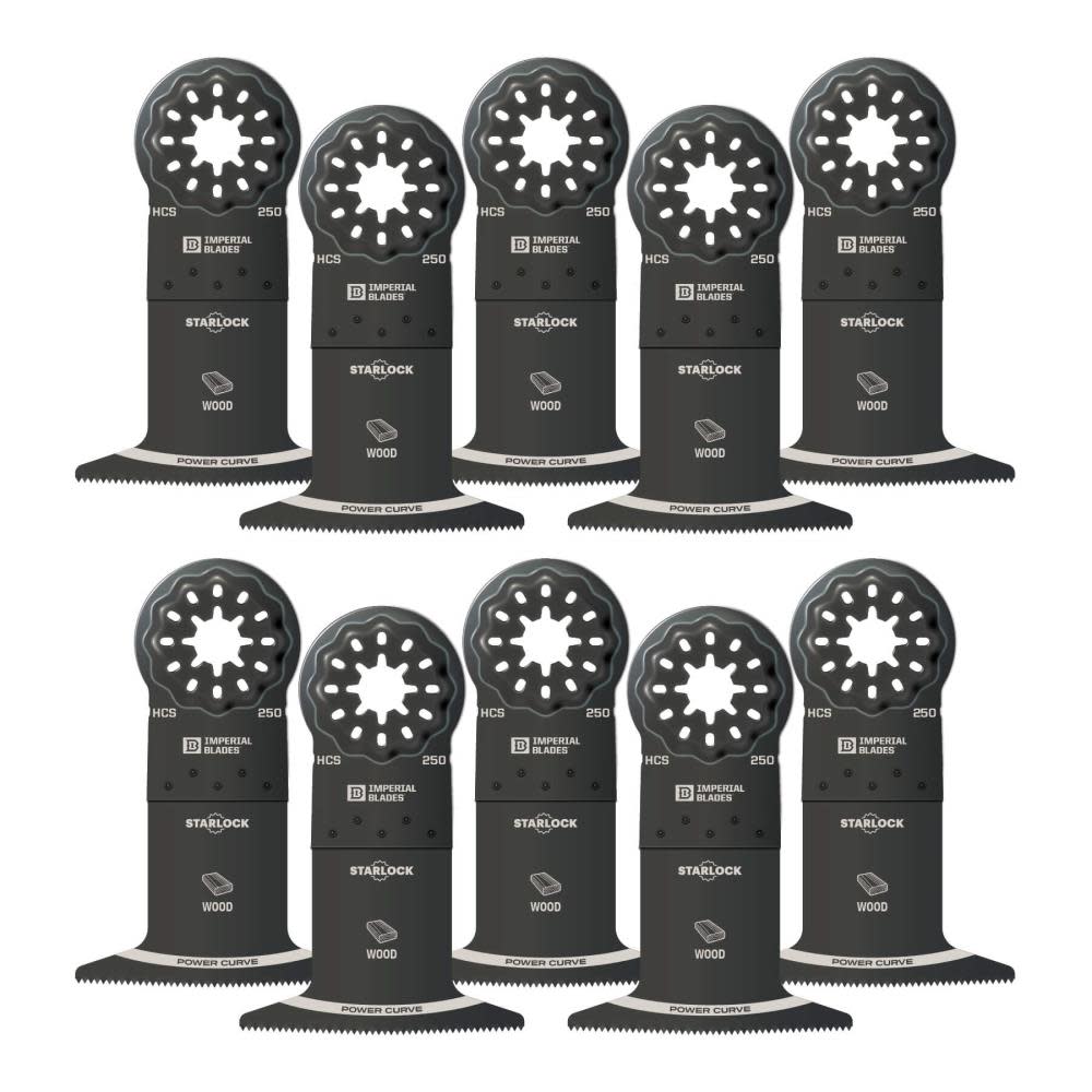 

Imperial Blades IBSL250-10 Starlock 2-1/2" Standard Power Curve Wood Blade 10PC