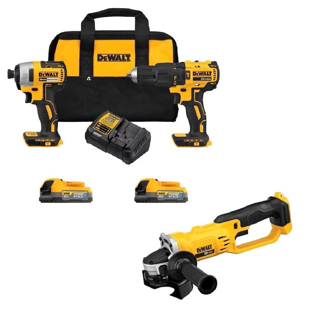 View DEWALT 20V MAX 2 Tool Combo Kit and 20V MAX 4-1/2 - 5 Inch Grinder Bundle