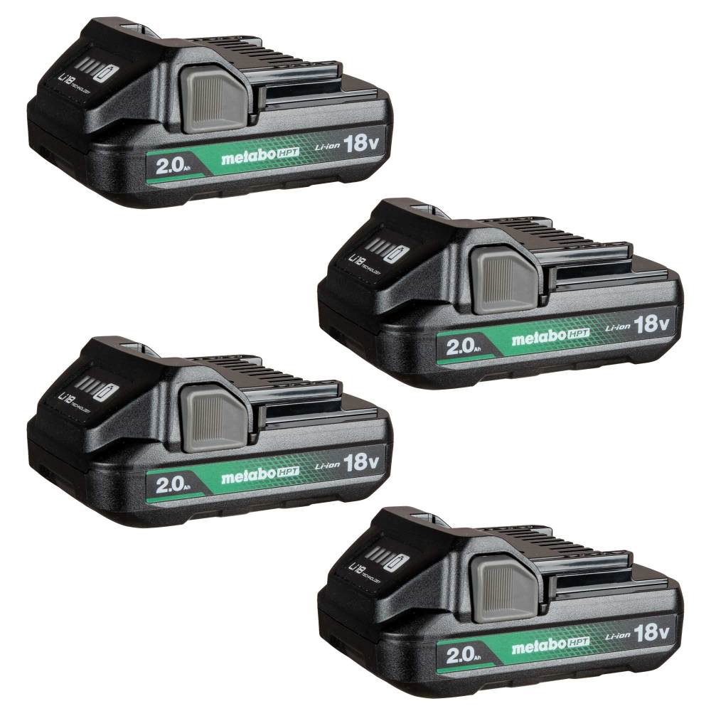 Metabo HPT 18 Volt 2.0Ah Lithium Ion Battery with Fuel Indicator, 4-Pack
