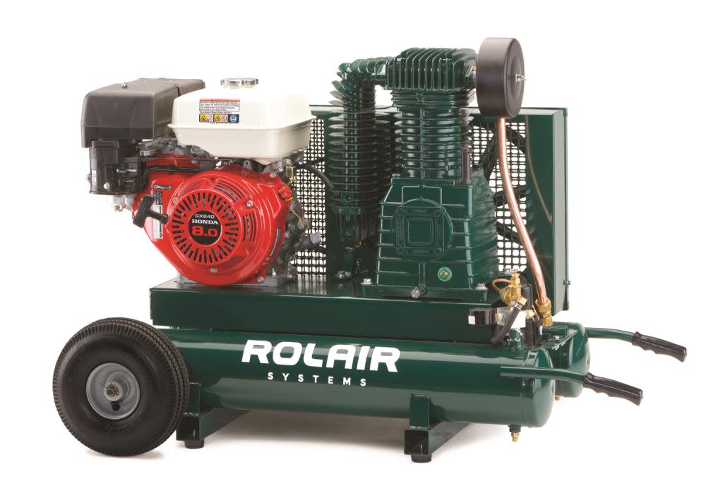 

Rolair 9HP (270cc) Honda 20.1 CFM@90PSI 9 Gall Twin Tank Compressor