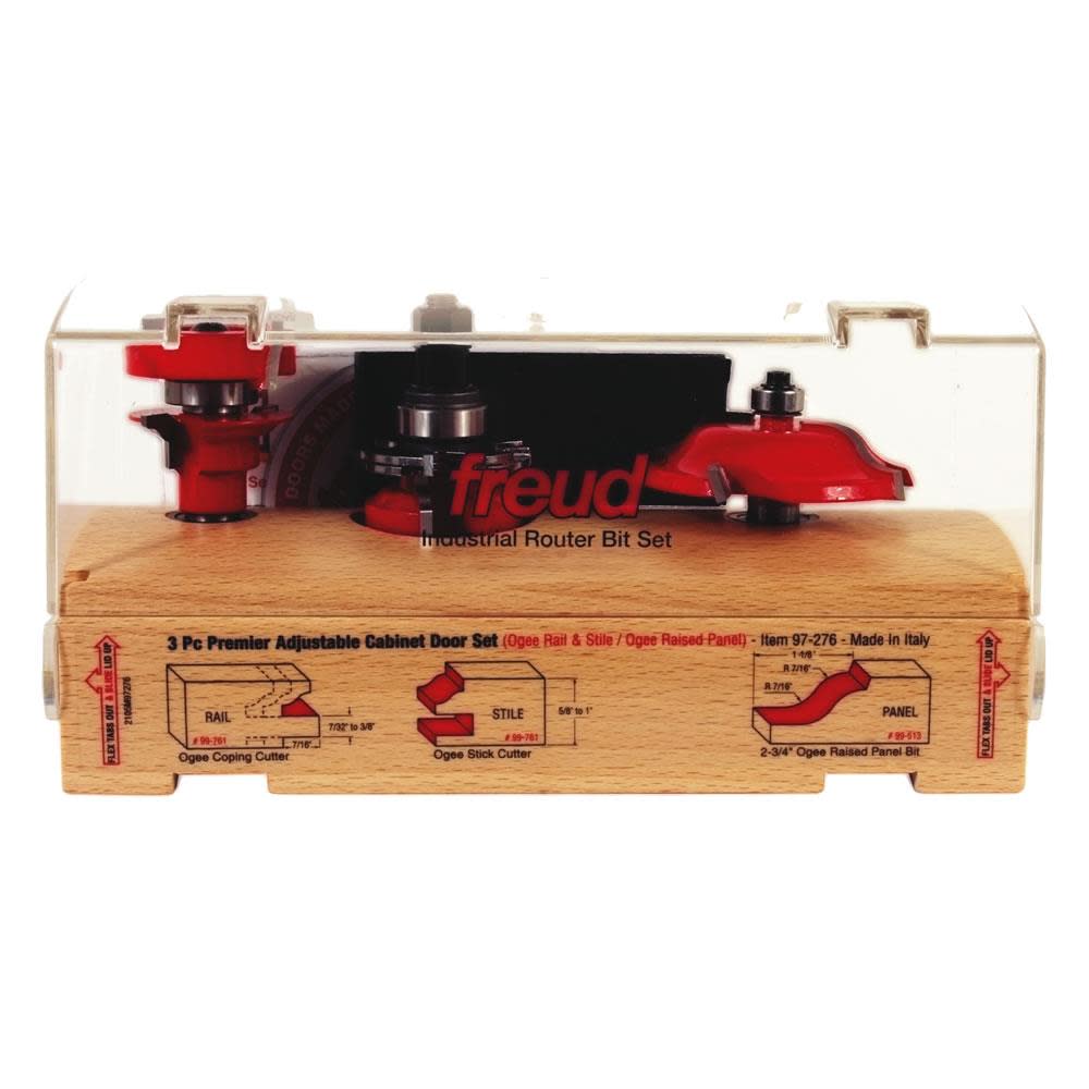 

Freud 3 piece Premier Adjustable Cabinet Bit Set