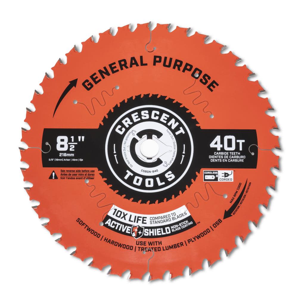

Crescent Circular Saw Blade 8 1/2" x 40 Tooth General Purpose