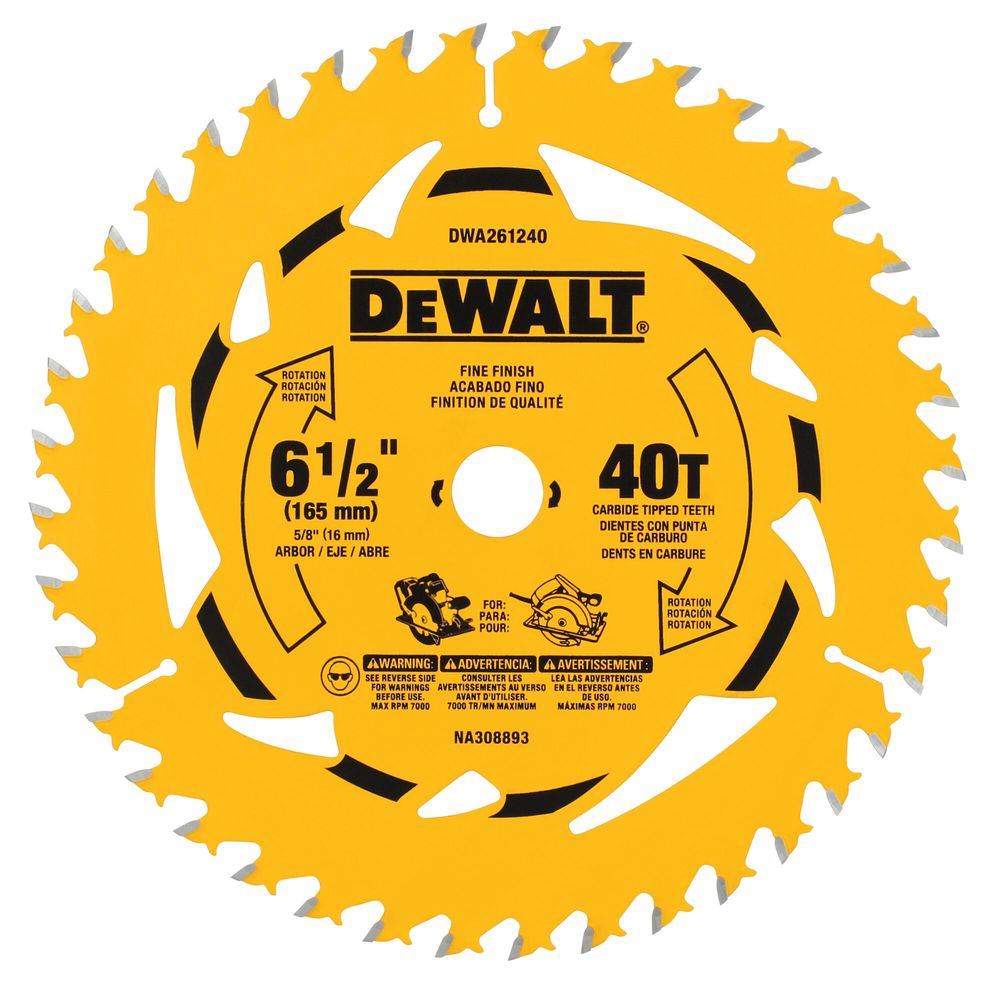 DEWALT 6-1/2 Inch 40T Circular Saw Blade DWA261240B10 - Acme Tools