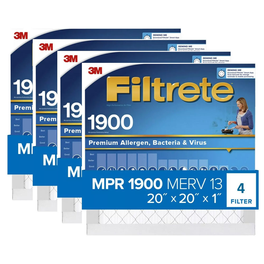 3M Filtrete 20 x 20 x 1-Inch 1900 MPR MERV 13 Allergen Defense Furnace Air Filter, 4-Pack